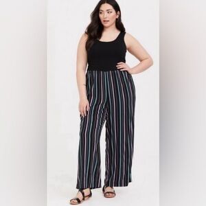 🎁🥂Torrid Black Multi Striped Pant Jumpsuit- Size 3X 22/24 Bust: 50-54